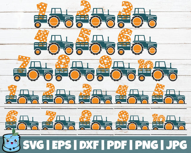 Tractor Birthday Numbers SVG Bundle SVG MintyMarshmallows 