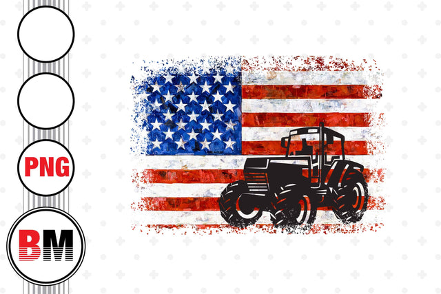 Tractor Distressed Oil Paint US Flag PNG Files Sublimation BMDesign 