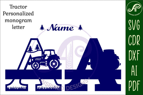 Tractor Monogram SVG Letter A Cut File SVG APInspireddesigns 