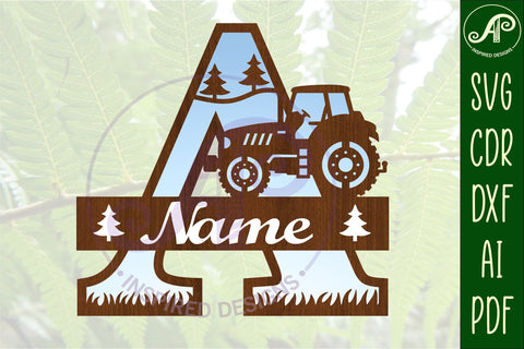 Tractor Monogram SVG Letter A Cut File SVG APInspireddesigns 