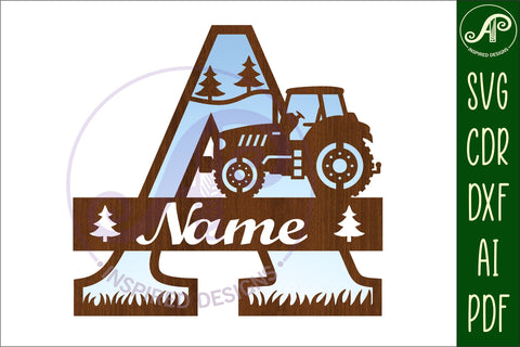 Tractor Monogram SVG Letter A Cut File SVG APInspireddesigns 