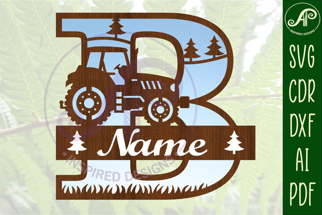Tractor Monogram SVG Letter B Cut File SVG APInspireddesigns 