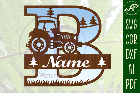 Tractor Monogram SVG Letter B Cut File SVG APInspireddesigns 