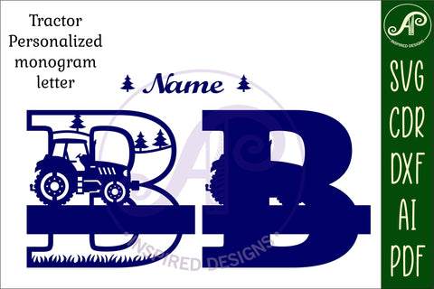 Tractor Monogram SVG Letter B Cut File SVG APInspireddesigns 