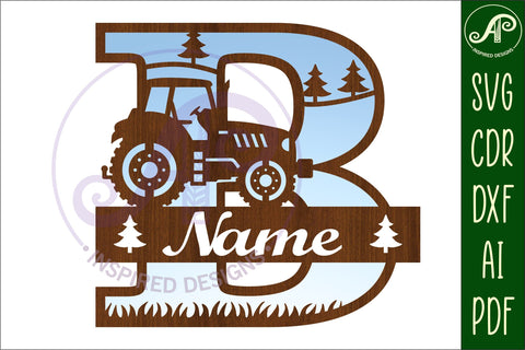 Tractor Monogram SVG Letter B Cut File SVG APInspireddesigns 
