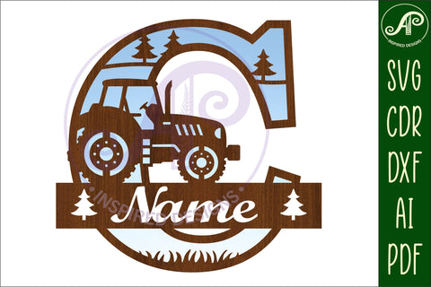 Tractor Monogram SVG Letter C Cut File SVG APInspireddesigns 