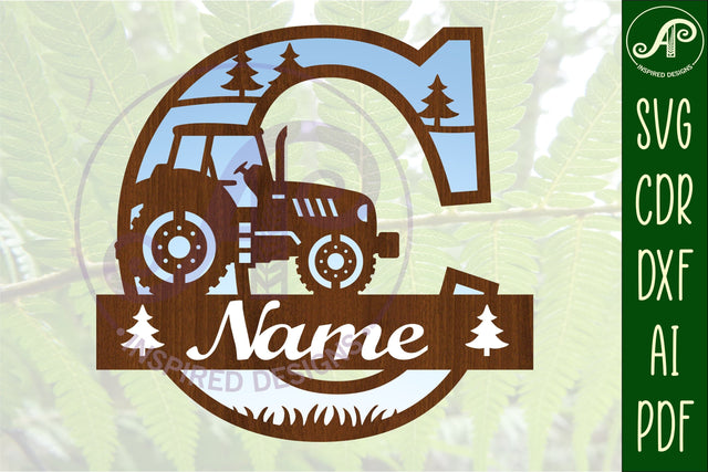 Tractor Monogram SVG Letter C Cut File SVG APInspireddesigns 
