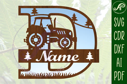 Tractor Monogram SVG Letter D Cut File SVG APInspireddesigns 