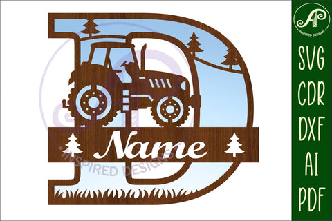 Tractor Monogram SVG Letter D Cut File SVG APInspireddesigns 