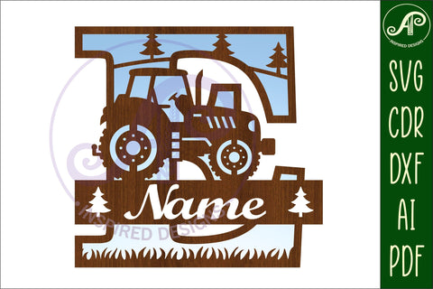 Tractor Monogram SVG Letter E Cut File SVG APInspireddesigns 