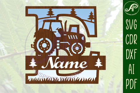 Tractor Monogram SVG Letter E Cut File SVG APInspireddesigns 