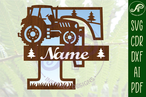 Tractor Monogram SVG Letter F Cut File SVG APInspireddesigns 