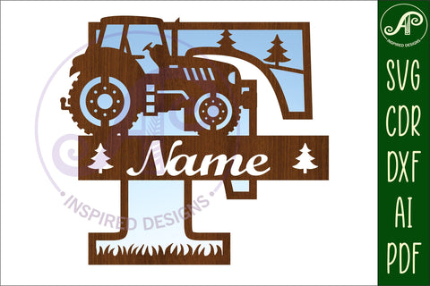 Tractor Monogram SVG Letter F Cut File SVG APInspireddesigns 