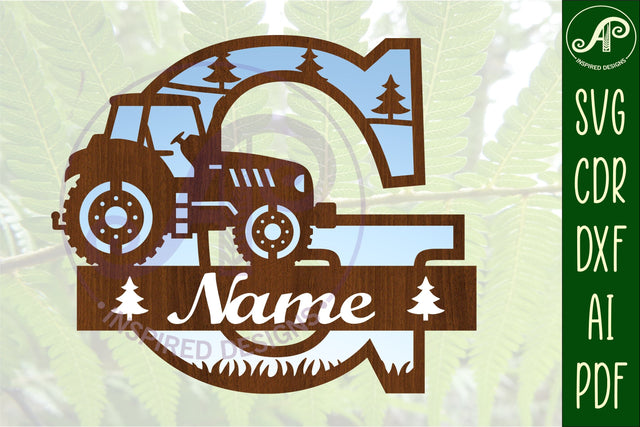 Tractor Monogram SVG Letter G Cut File SVG APInspireddesigns 