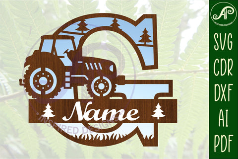 Tractor Monogram SVG Letter G Cut File SVG APInspireddesigns 