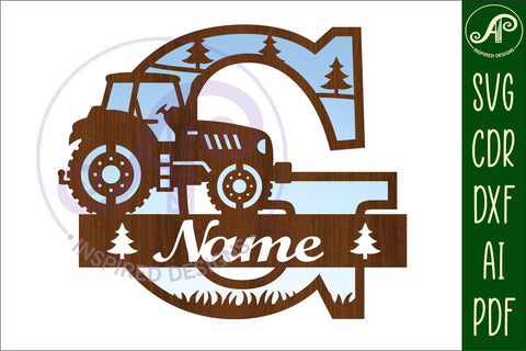 Tractor Monogram SVG Letter G Cut File SVG APInspireddesigns 