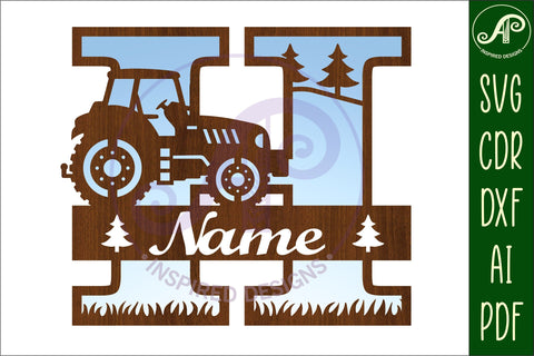 Tractor Monogram SVG Letter H Cut File SVG APInspireddesigns 