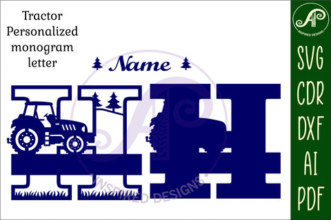 Tractor Monogram SVG Letter H Cut File SVG APInspireddesigns 