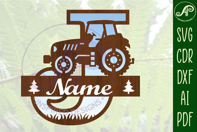 Tractor Monogram SVG Letter J Cut File SVG APInspireddesigns 