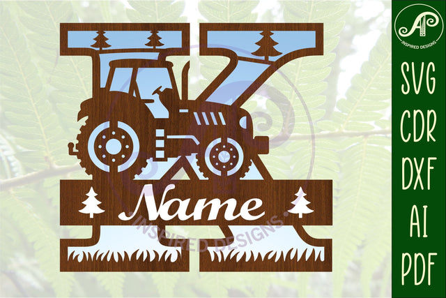 Tractor Monogram SVG Letter K Cut File SVG APInspireddesigns 