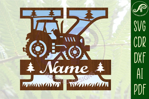 Tractor Monogram SVG Letter K Cut File SVG APInspireddesigns 