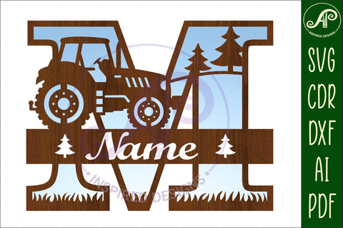 Tractor Monogram SVG Letter M Cut File SVG APInspireddesigns 