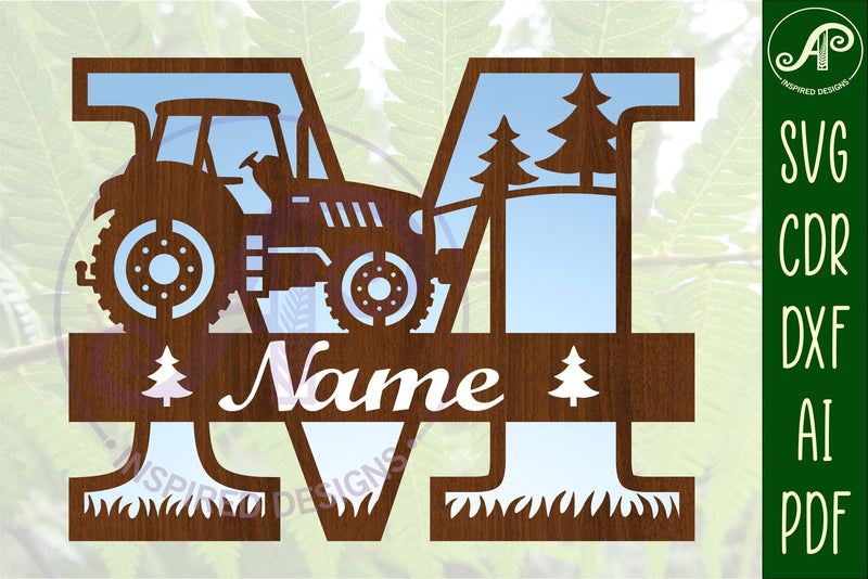 Tractor Monogram SVG Letter M Cut File SVG APInspireddesigns 