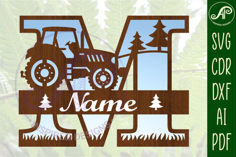 Tractor Monogram SVG Letter M Cut File SVG APInspireddesigns 