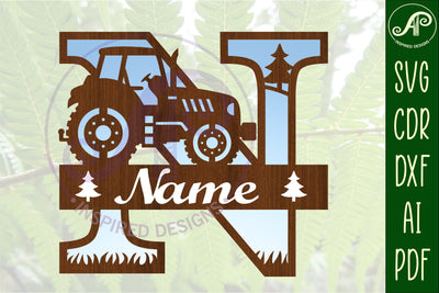 Tractor Monogram SVG Letter N Cut File SVG APInspireddesigns 