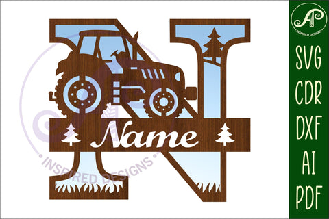 Tractor Monogram SVG Letter N Cut File SVG APInspireddesigns 