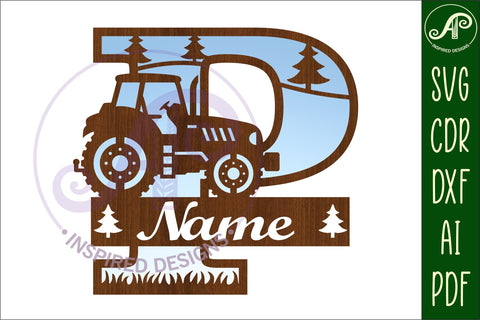 Tractor Monogram SVG Letter P Cut File SVG APInspireddesigns 