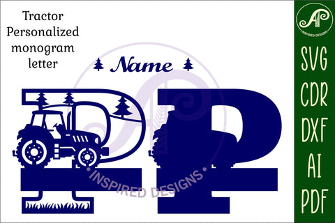 Tractor Monogram SVG Letter P Cut File SVG APInspireddesigns 