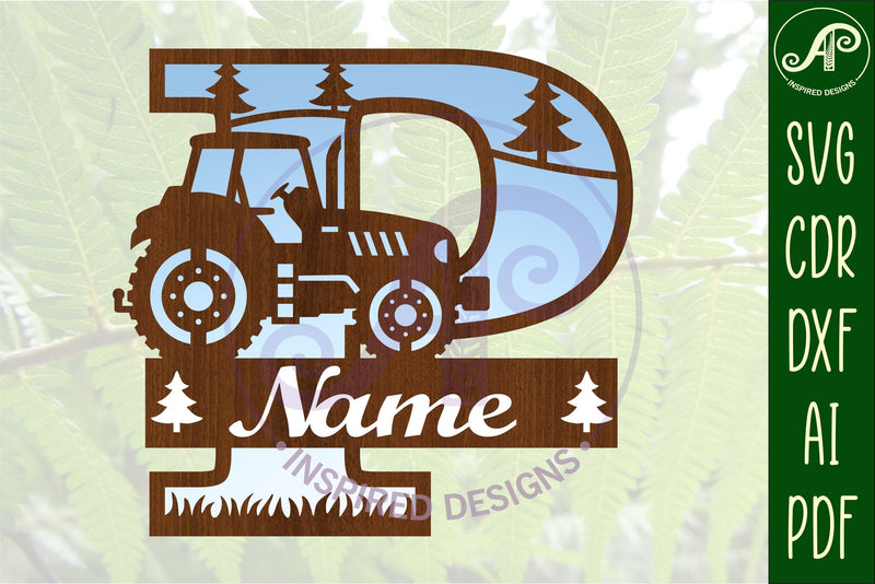 Tractor Monogram SVG Letter P Cut File SVG APInspireddesigns 