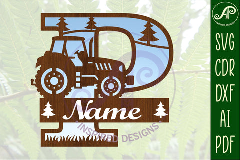 Tractor Monogram SVG Letter P Cut File SVG APInspireddesigns 