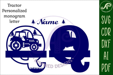 Tractor Monogram SVG Letter Q Cut File SVG APInspireddesigns 