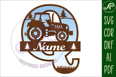 Tractor Monogram SVG Letter Q Cut File SVG APInspireddesigns 