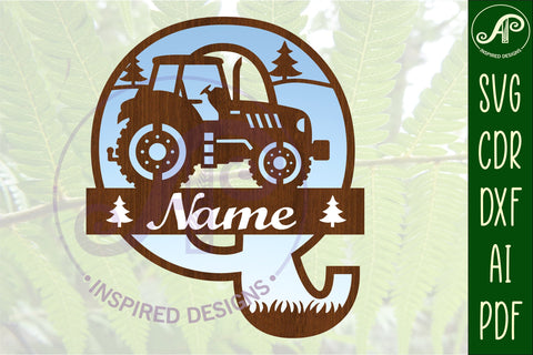 Tractor Monogram SVG Letter Q Cut File SVG APInspireddesigns 