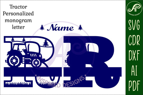 Tractor Monogram SVG Letter R Cut File SVG APInspireddesigns 