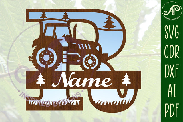 Tractor Monogram SVG Letter R Cut File SVG APInspireddesigns 