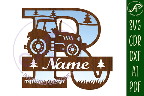 Tractor Monogram SVG Letter R Cut File SVG APInspireddesigns 
