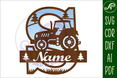 Tractor Monogram SVG Letter S Cut File SVG APInspireddesigns 