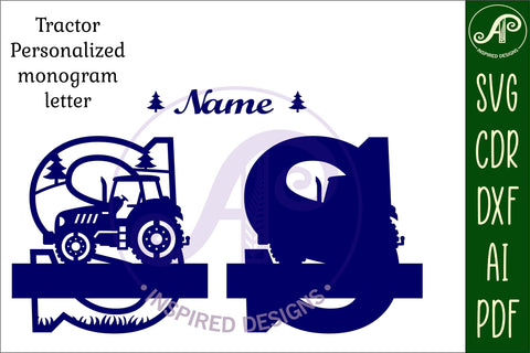 Tractor Monogram SVG Letter S Cut File SVG APInspireddesigns 