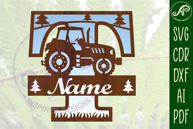 Tractor Monogram SVG Letter T Cut File SVG APInspireddesigns 