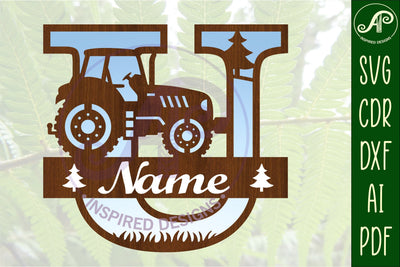 Tractor Monogram SVG Letter U Cut File SVG APInspireddesigns 