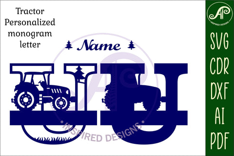 Tractor Monogram SVG Letter U Cut File SVG APInspireddesigns 
