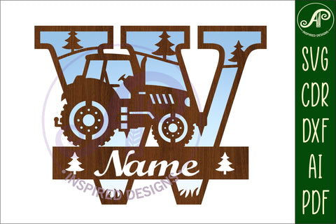 Tractor Monogram SVG Letter W Cut File SVG APInspireddesigns 
