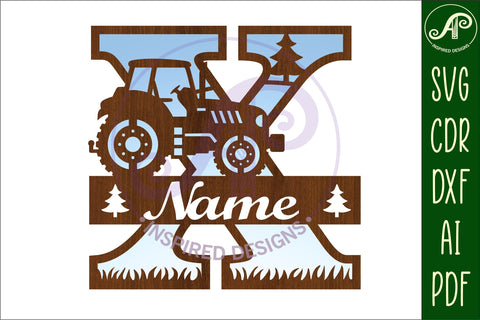 Tractor Monogram SVG Letter X Cut File SVG APInspireddesigns 