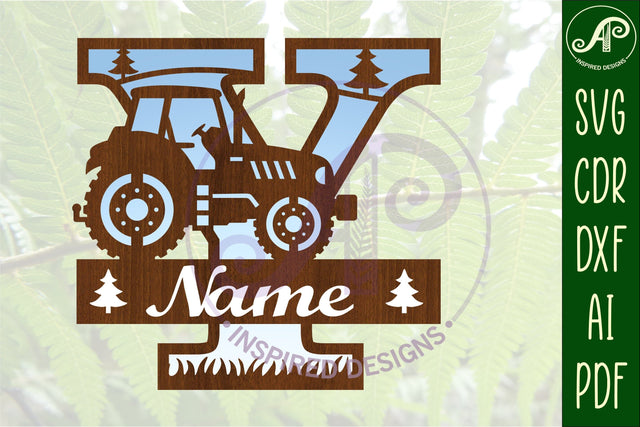 Tractor Monogram SVG Letter Y Cut File SVG APInspireddesigns 