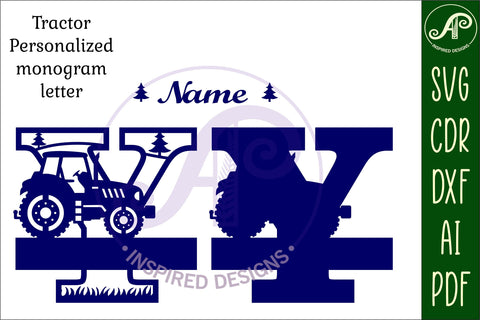 Tractor Monogram SVG Letter Y Cut File SVG APInspireddesigns 