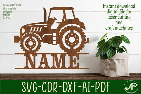 Tractor Name sign SVG laser cut template SVG APInspireddesigns 